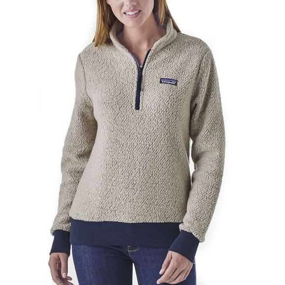 Patagonia Woolyester Fleece Pullover Sweater Oatmeal/Navy Size Large - Picture 1 of 12